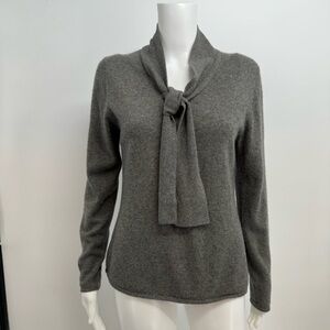 Katherine Kelly Sweater Women’s S Gray Cashmere Long Sleeve Tie Front